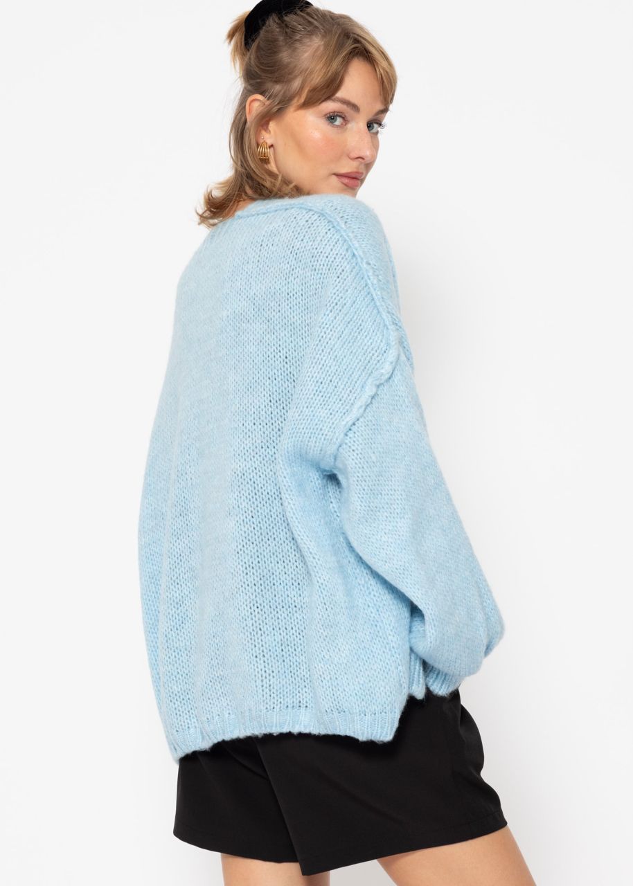 Lässiger Cardigan mit Außennähten - eisblau