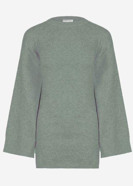 Oversize Pullover mit Seitenschlitzen - grün