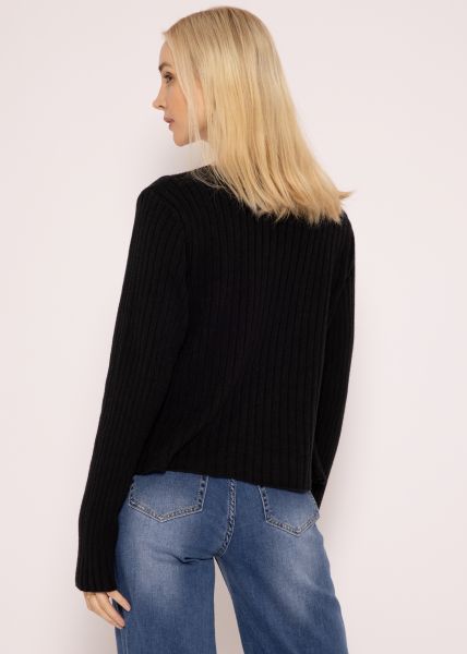 Cardigan mit Bindeband, schwarz