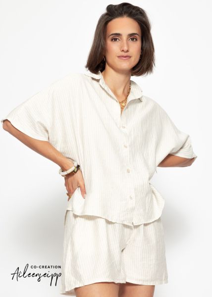Gestreifte Bluse - hellbeige