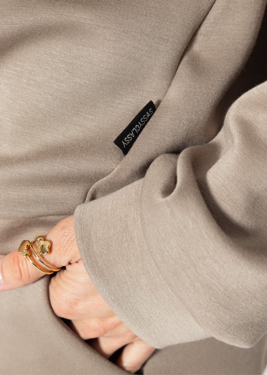 Softes Sweatshirt mit Teilungsnähten - taupe