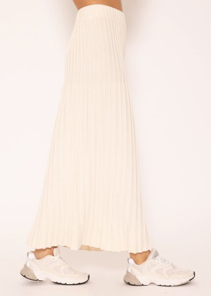 Plissierter Maxi Strick-Rock - offwhite