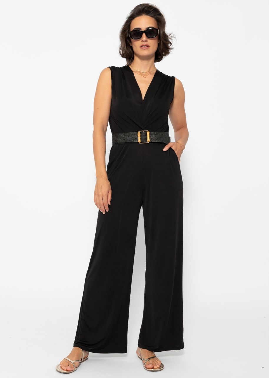 Fließender Jersey Jumpsuit - schwarz