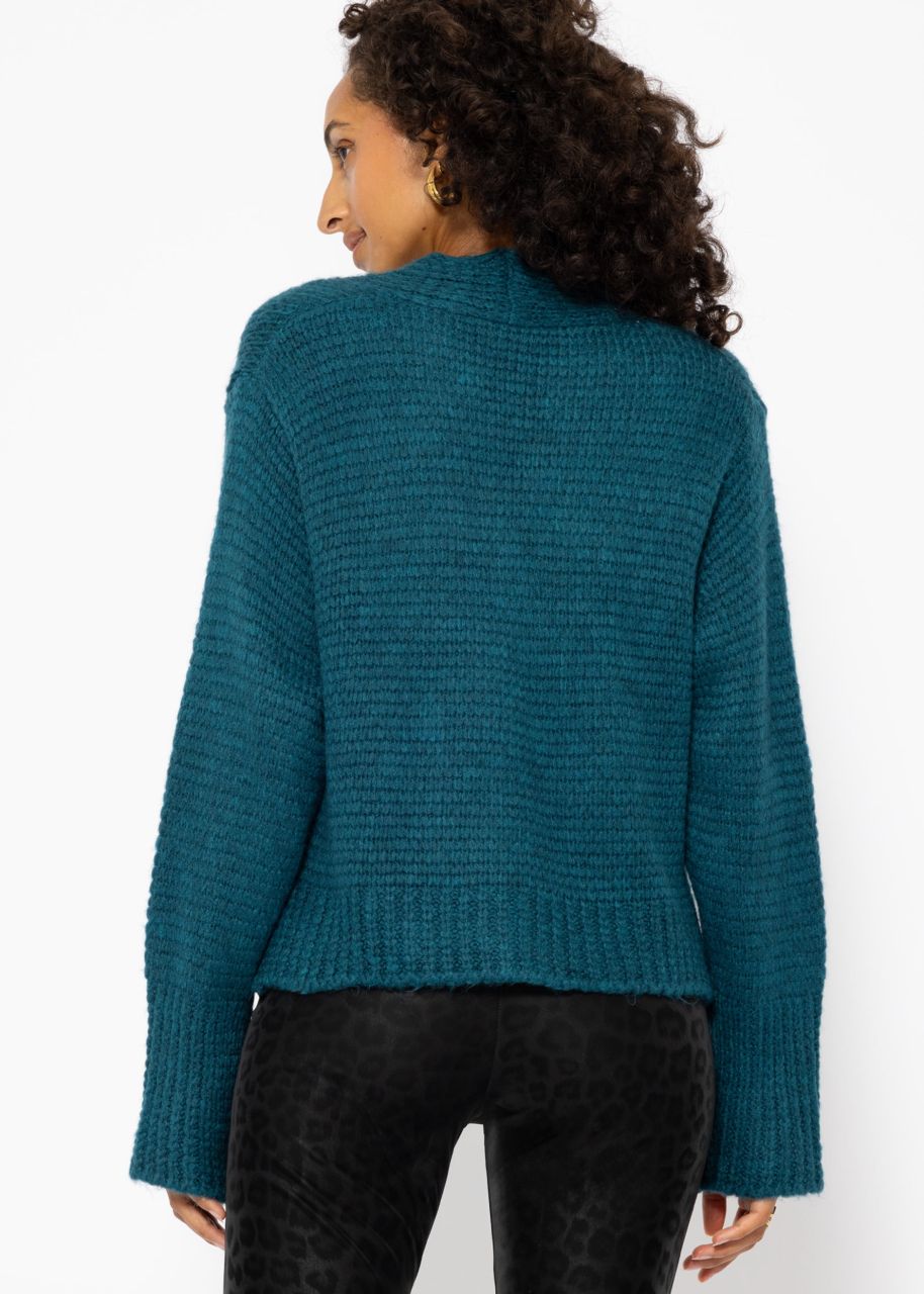 Strickjacke mit Knopf - petrol