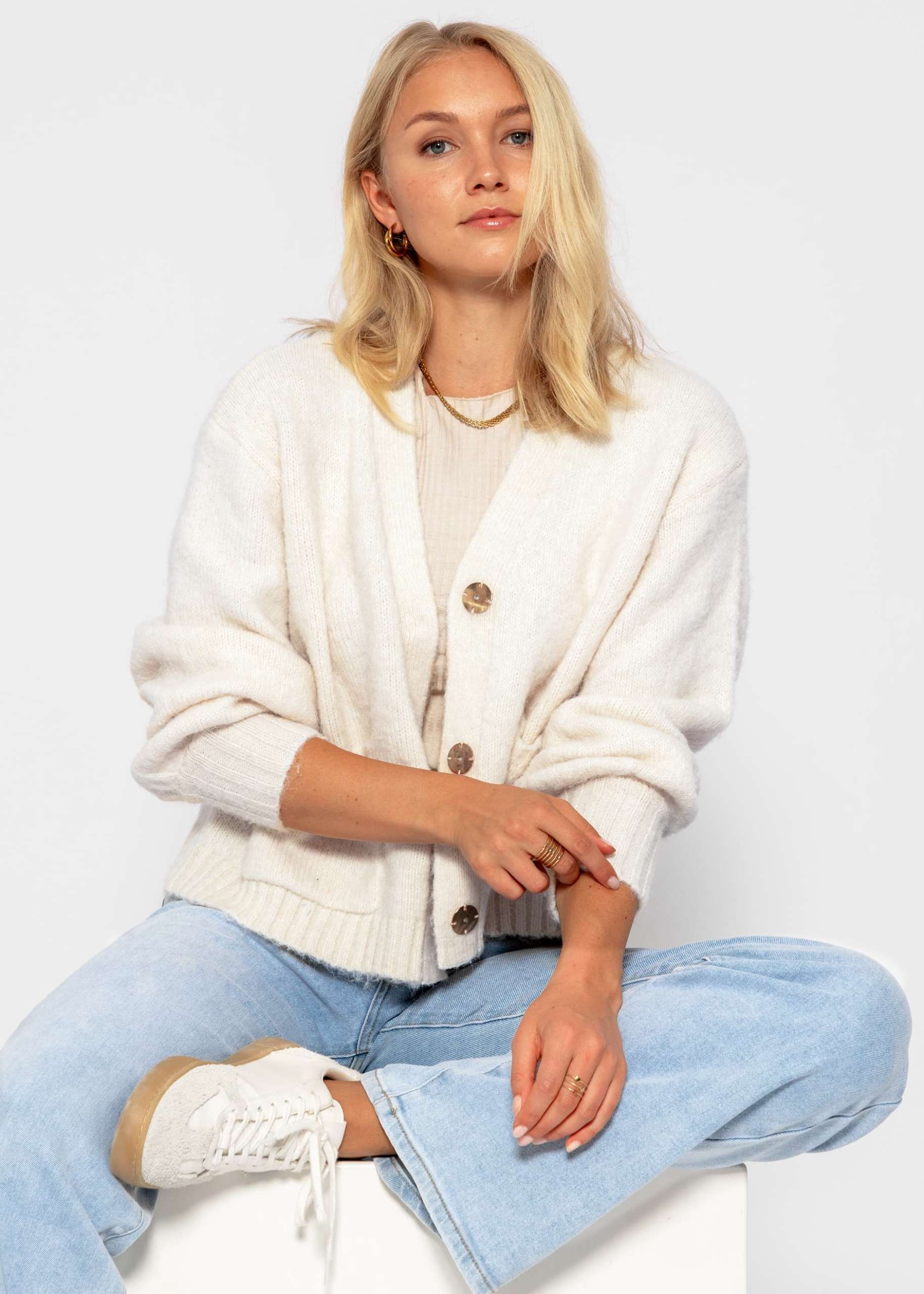 Cardigan mit Druckknöpfen - offwhite