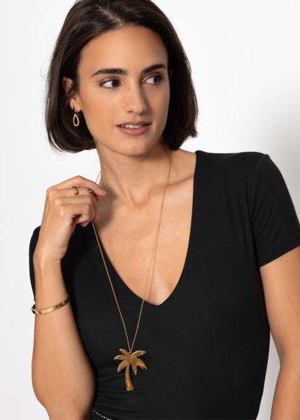 Lange Halskette mit Palme - gold