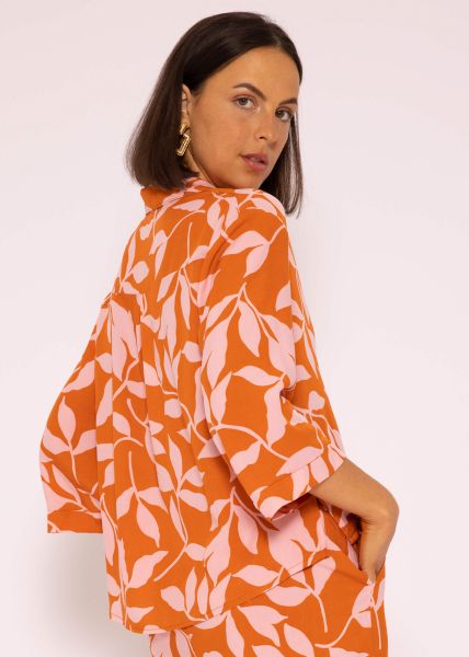 Viskose Bluse mit Print, orange/rosa