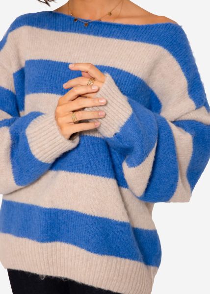 Pullover mit Blockstreifen - blau-beige