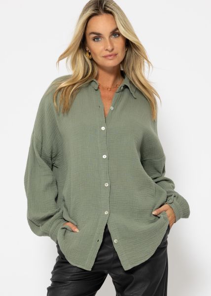 Musselin Bluse im Regular Fit - khaki