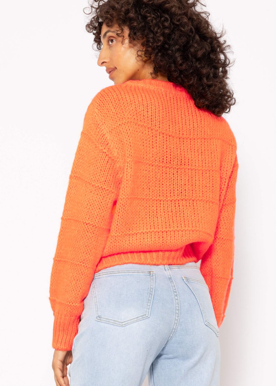 Oversize Pullover mit Strukturstreifen - mandarine