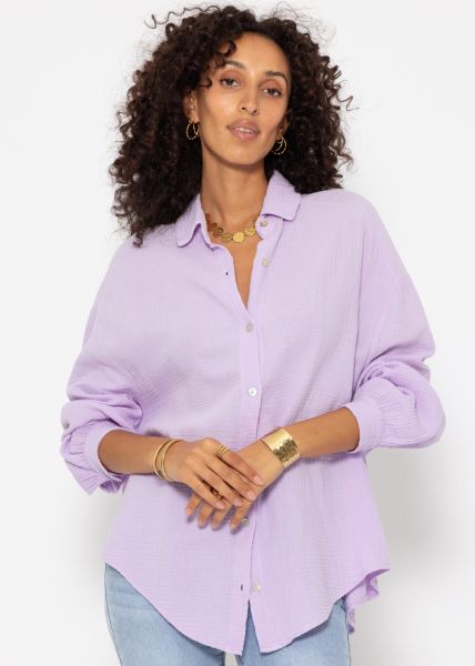 Musselin Bluse oversize, kurz, flieder