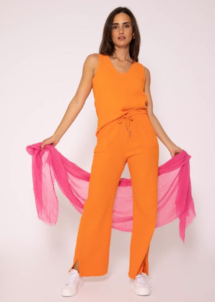 Musselin Top mit V-Ausschnitt, orange