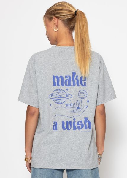 Oversize T-Shirt mit Print - grau