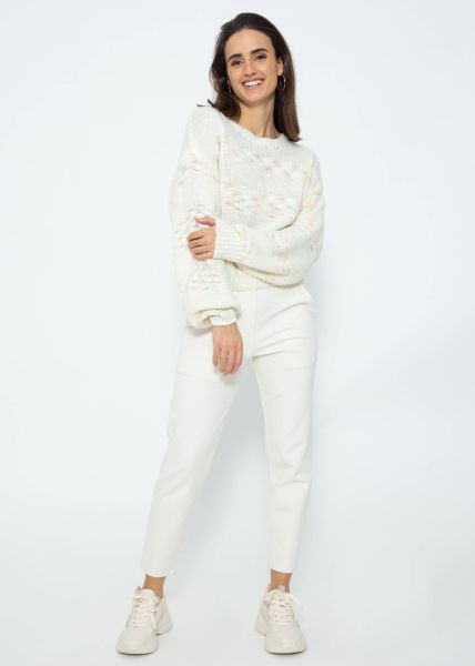 Pullover mit mulitcolor Streifen - offwhite-beige