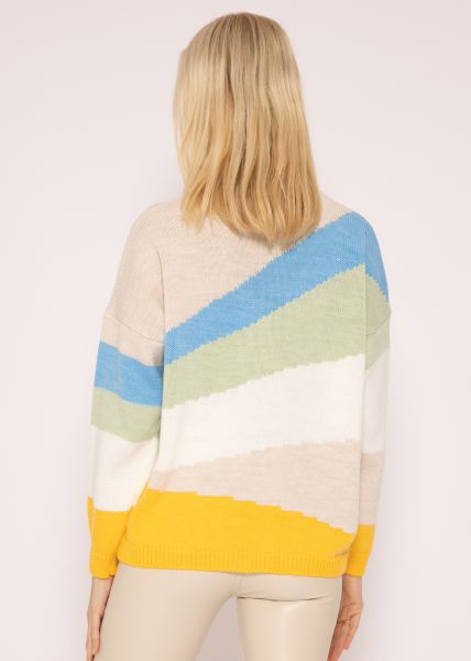 Gemusterter Pullover, beige/blau/grün/gelb