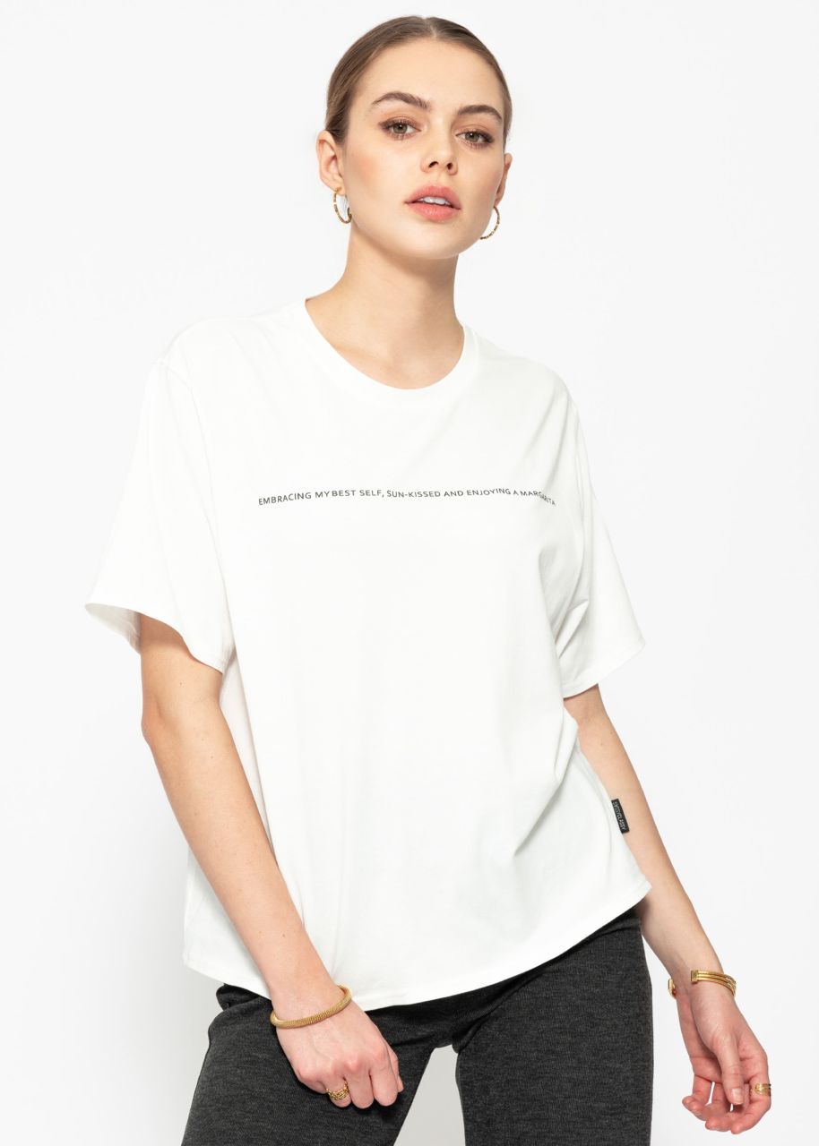 Oversize T-Shirt mit Print - offwhite