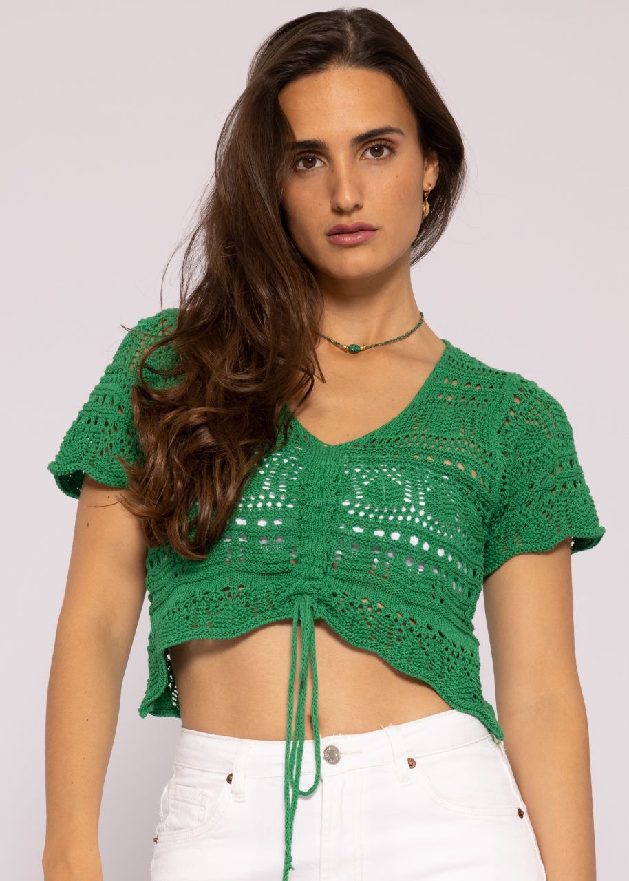 Crochet-Shirt mit Raffung, grün