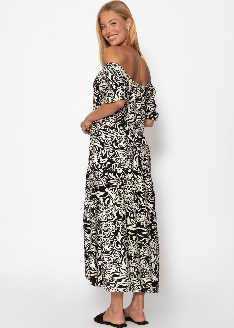 Maxi Kleid mit floralem Print - schwarz