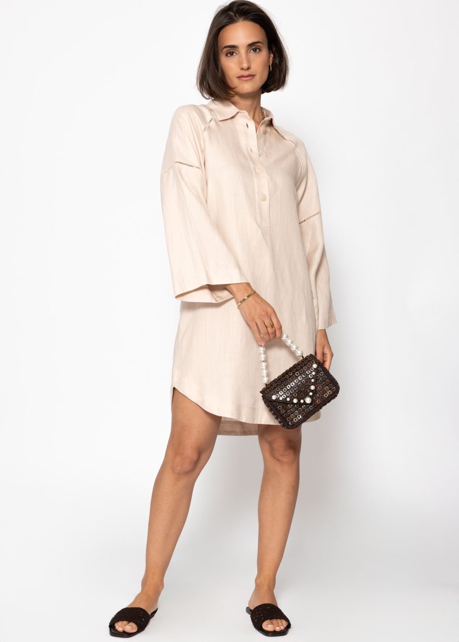 Leinen Kleid mit Knopfleiste - creme