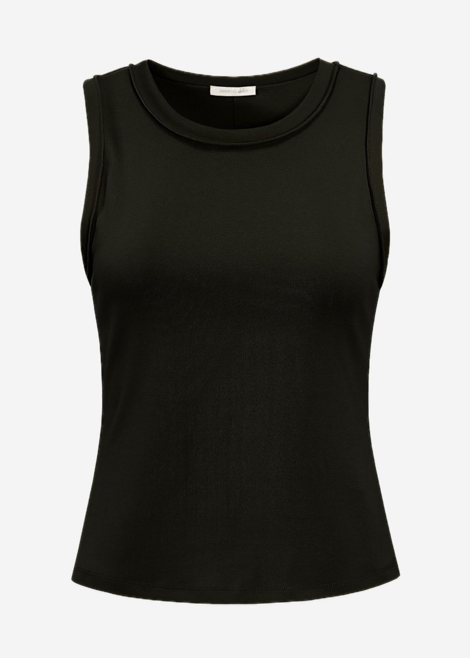 Tank Top mit Außennähten - schwarz