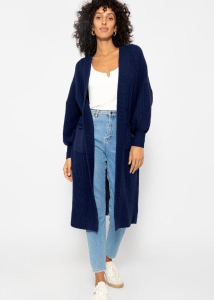 Langer super soft Cardigan mit Taschen - dunkelblau