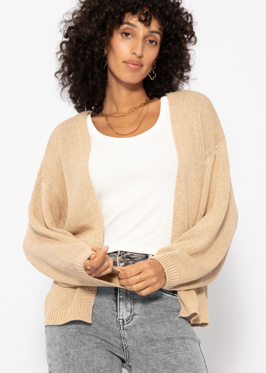 Baumwoll Cardigan mit weiten Ärmeln - beige