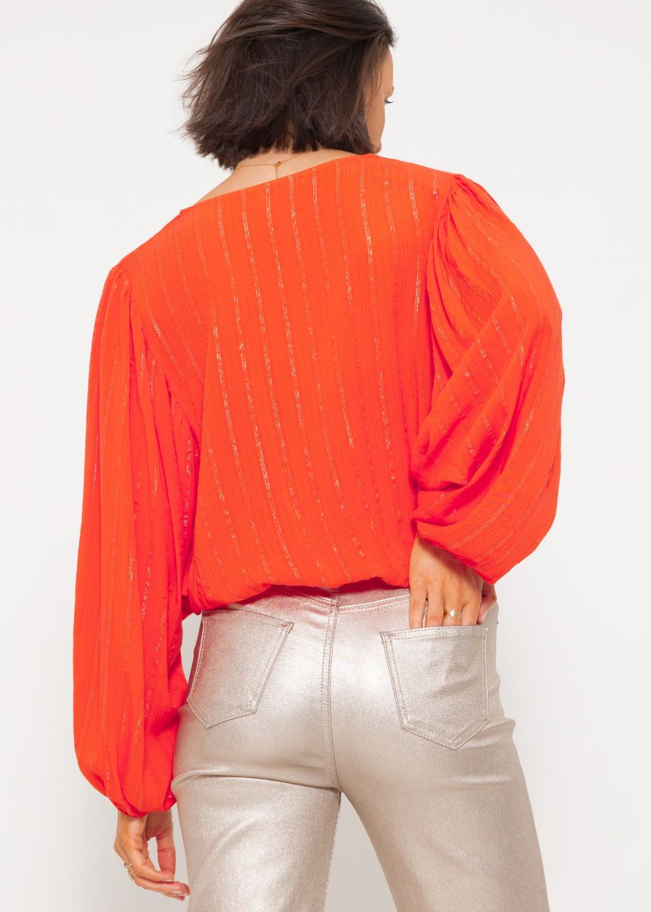 Bluse mit Glitzerstreifen - orange