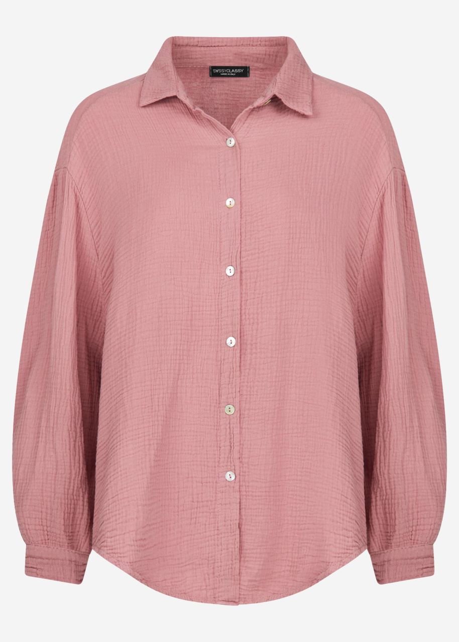 Musselin Bluse oversize, kurz, altrosa
