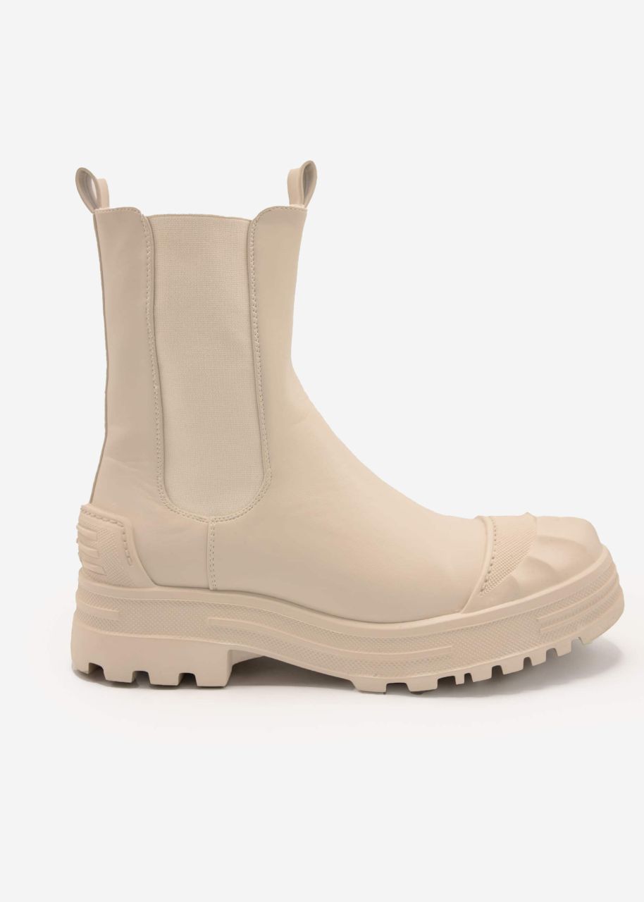 Combat-Boots mit betonter Kappe, beige