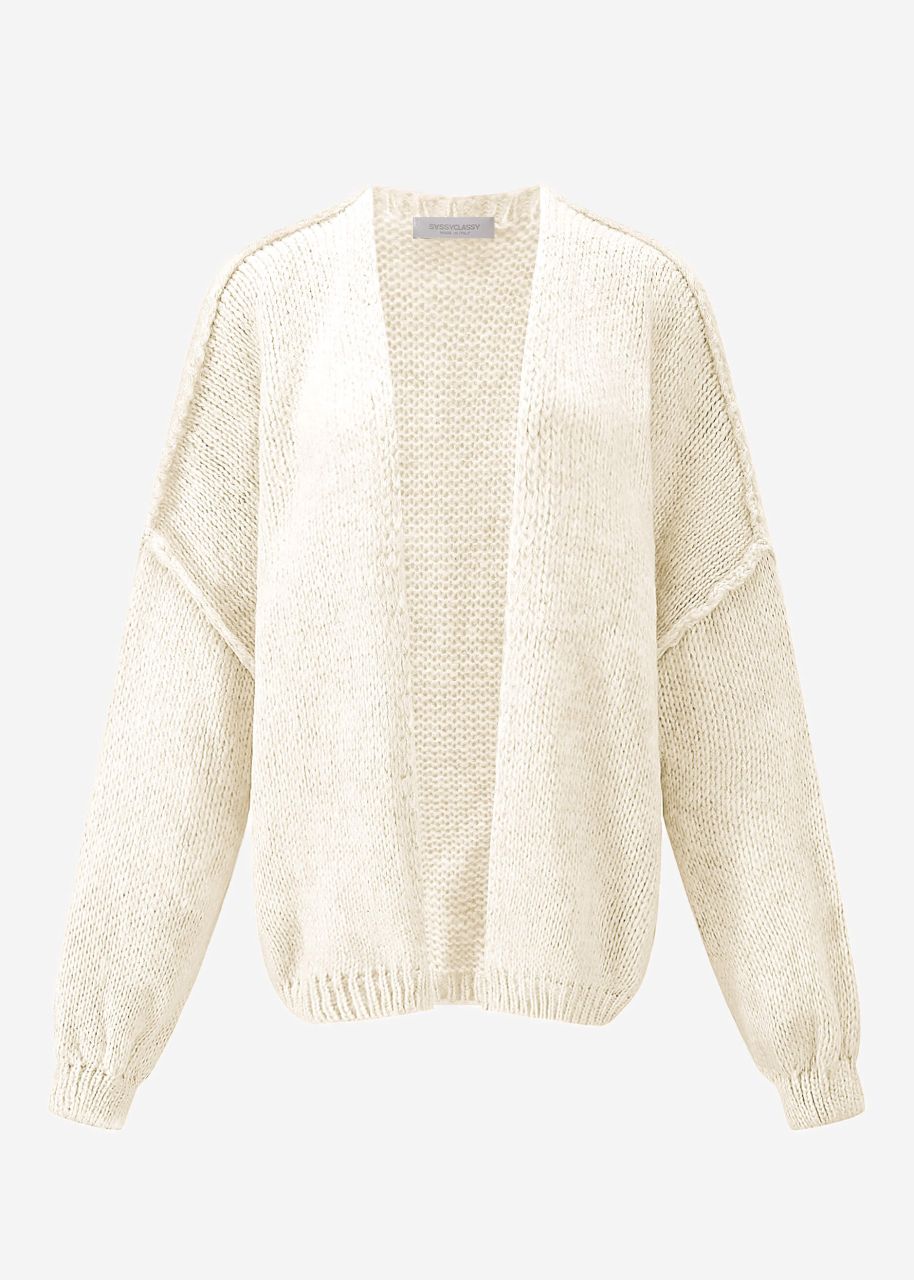 Lässiger Cardigan mit Außennähten - beige