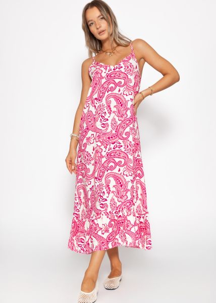 Maxi Kleid mit Paisley-Print - pink