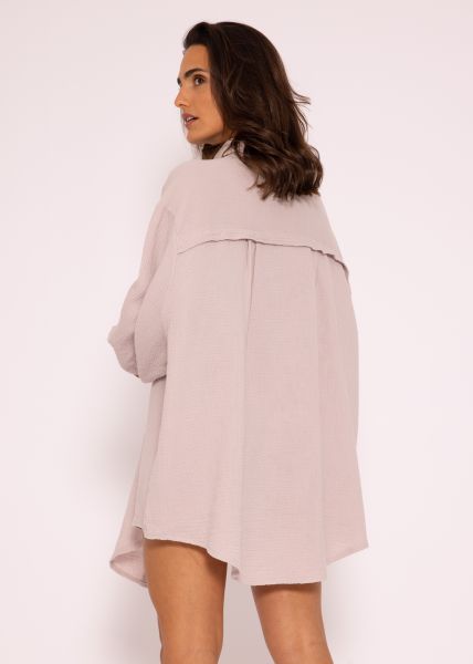 Musselin Bluse oversize, puderrosa