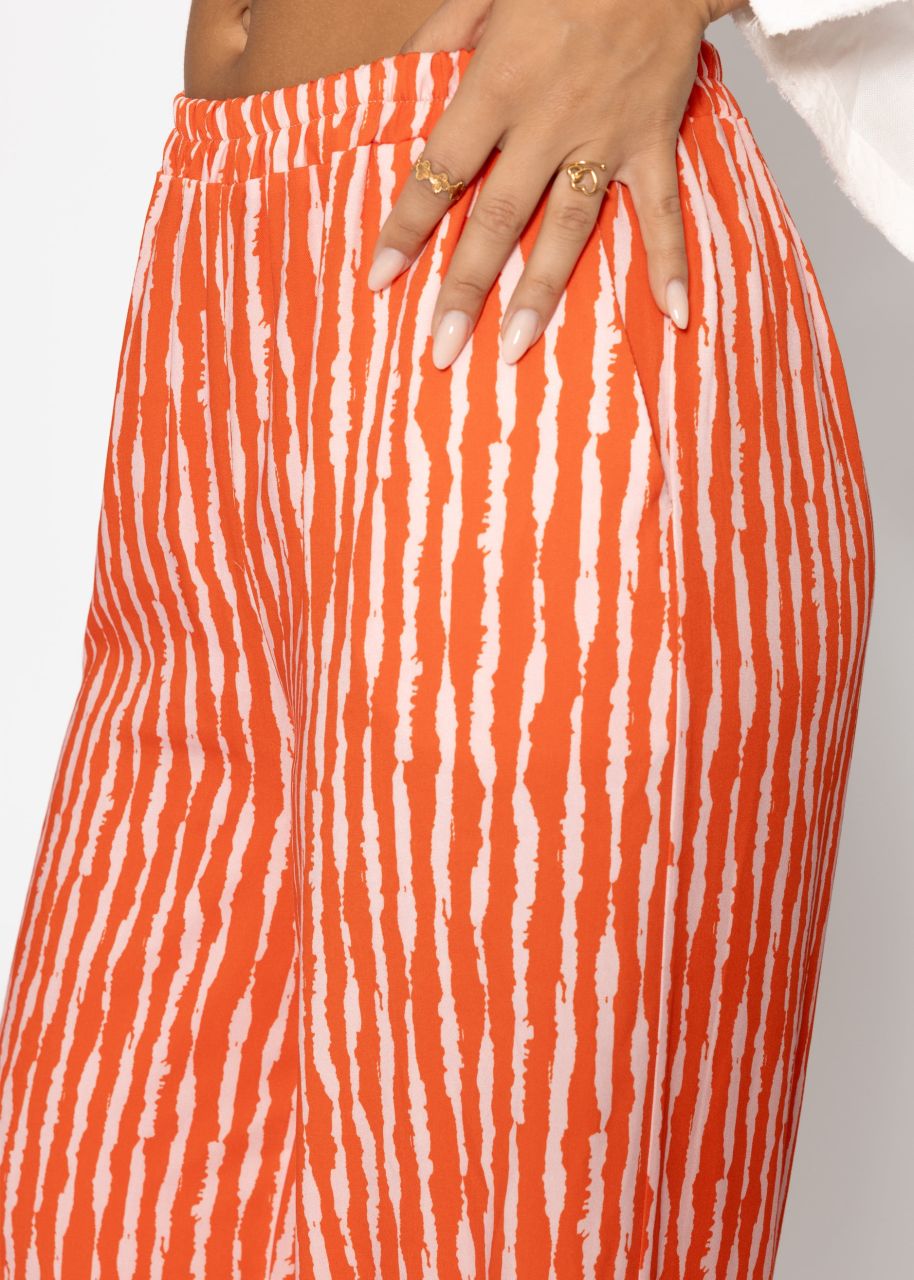 Gestreifte Viskose Hose - orange