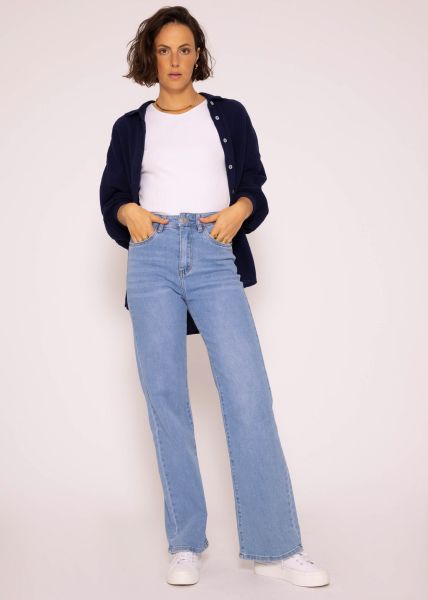 Musselin Bluse oversize, kurz, dunkelblau