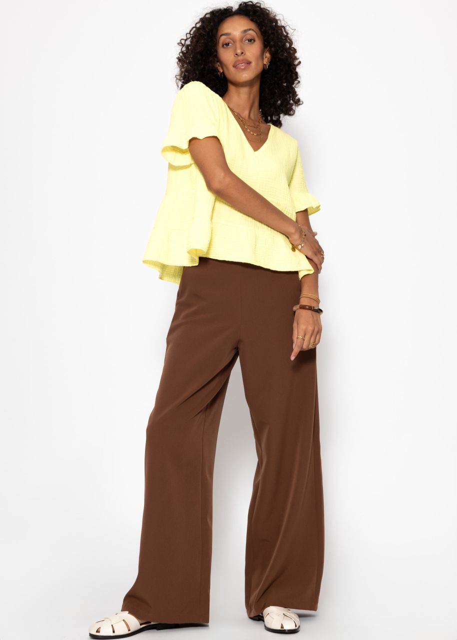 Musselin Shirt mit Volants - buttergelb