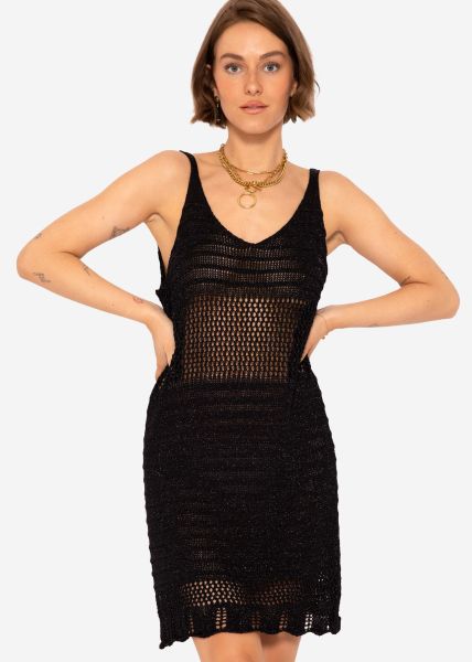 Lurex Netz-Kleid, schwarz