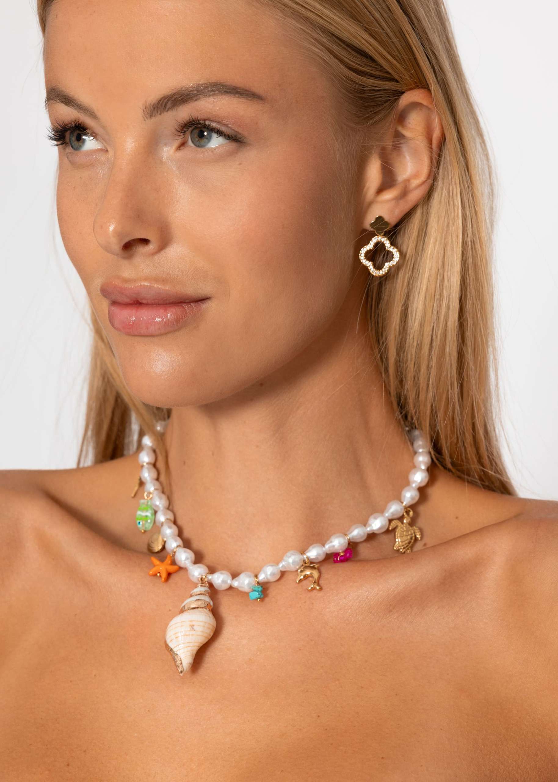 Perlenkette mit maritimen Charms - weiß