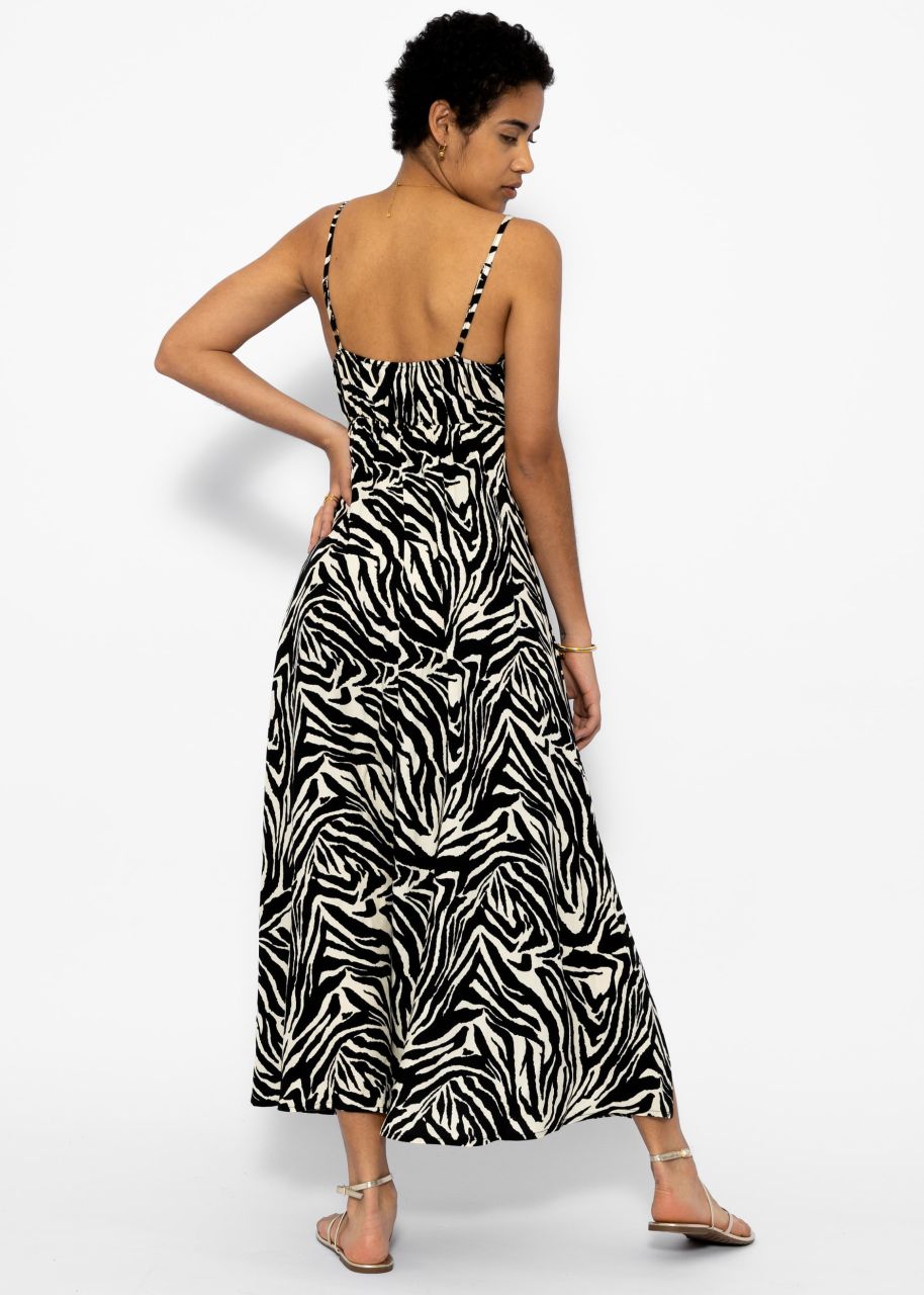 Maxi Kleid mit Zebra-Print - schwarz-weiß