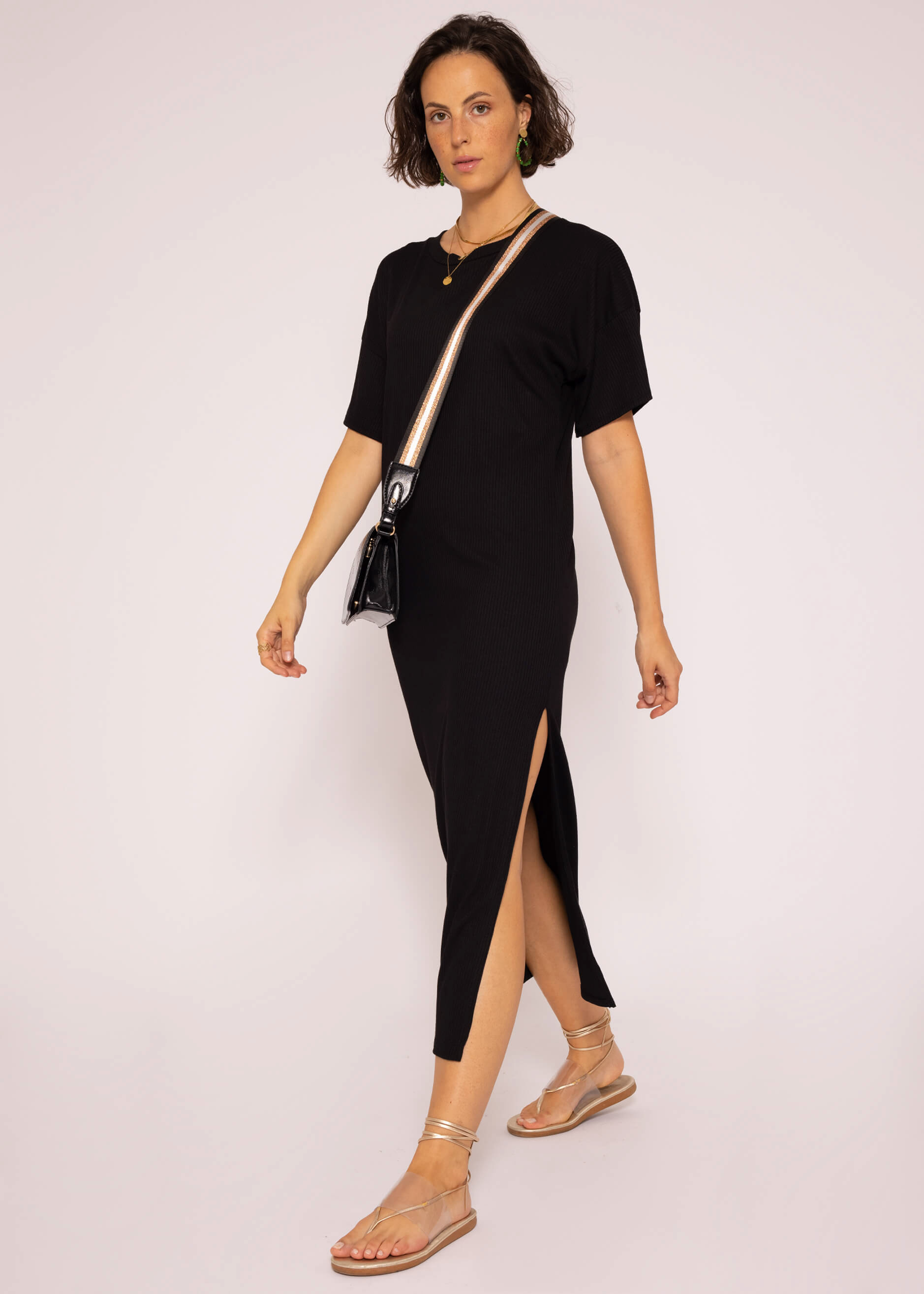Maxi Rip Jersey Kleid mit | schwarz Schlitz, Kleider Bekleidung | SASSYCLASSY 