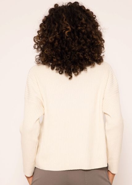 Gerippter Pullover - offwhite