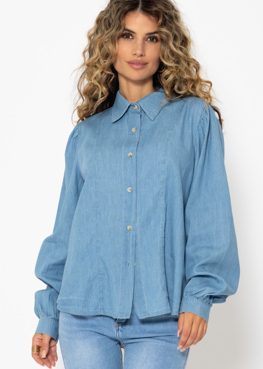 Feminine Denim Bluse - blau