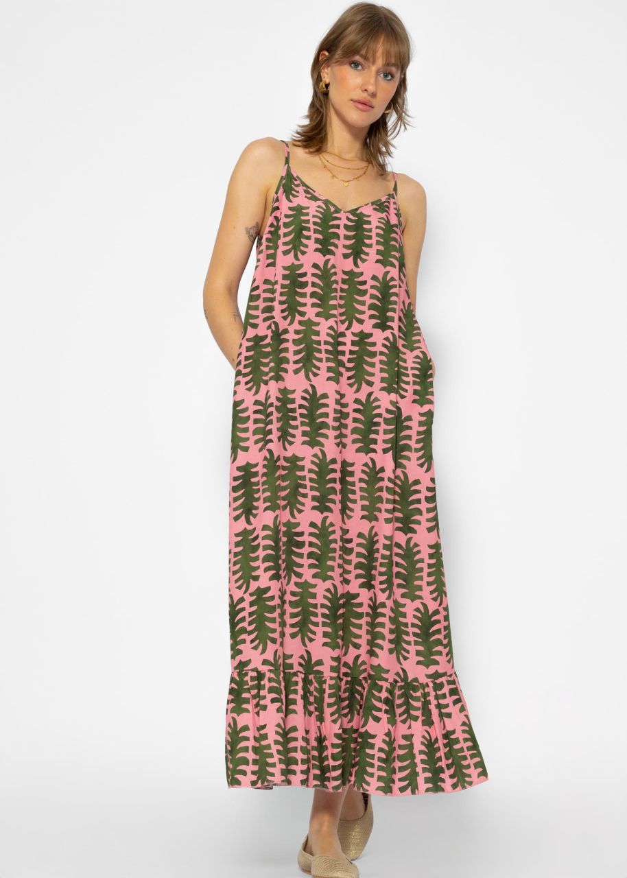 Maxi Kleid mit Print - rosa