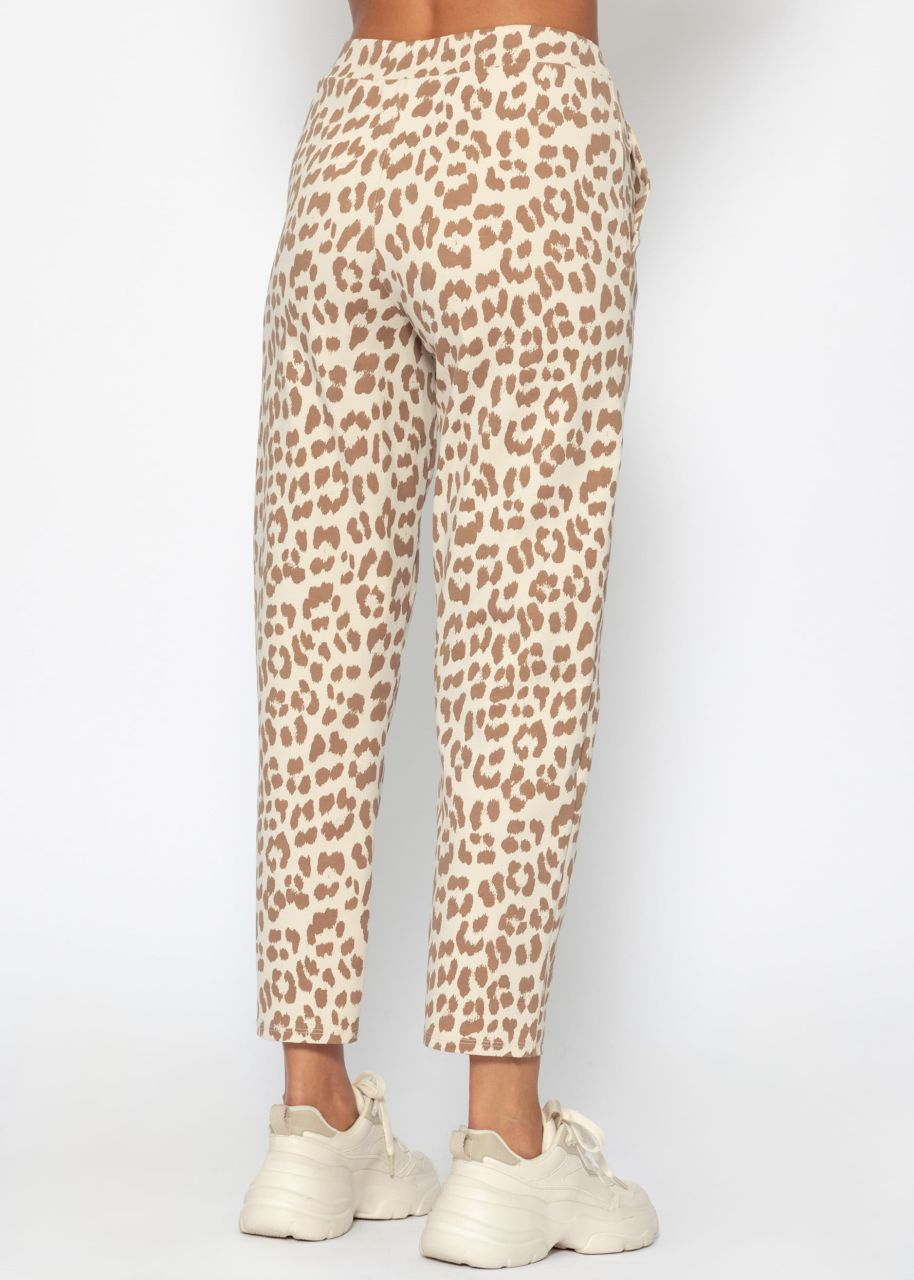 Jersey Chinos in Leo-Print - offwhite