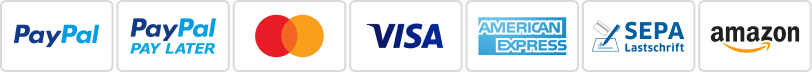 PayPal | PayPal Pay Later | VISA | Mastercard | American Express | SEPA Lastschrift | Amazon